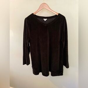 Pure Jill - Velvet Tunic Top with Pockets - Size Large